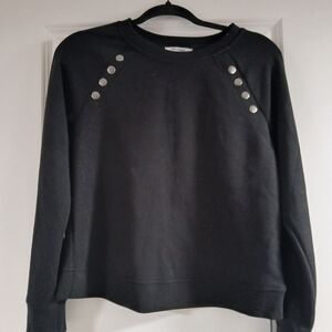 Cable & Gauge Black Long Sleeve Top with Button Details